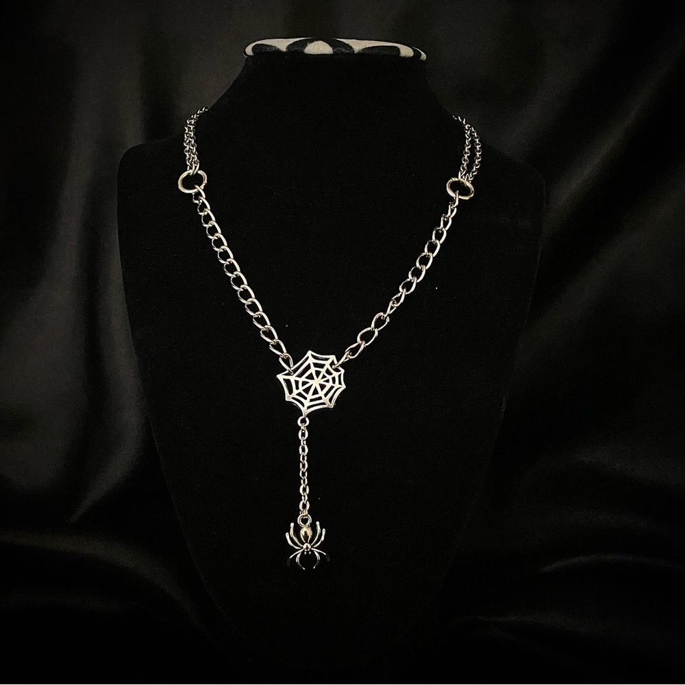 Handmade Silver Spider Web Necklace